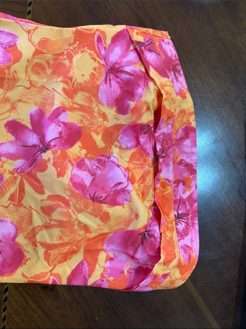Bright Orange Maxi Dress with Hot Pink Floral Print - Picture 4 of 5